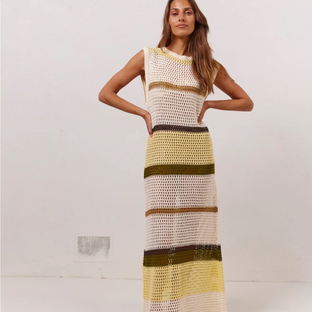 NWT VRG GRL Ezra knit maxi dress yellow